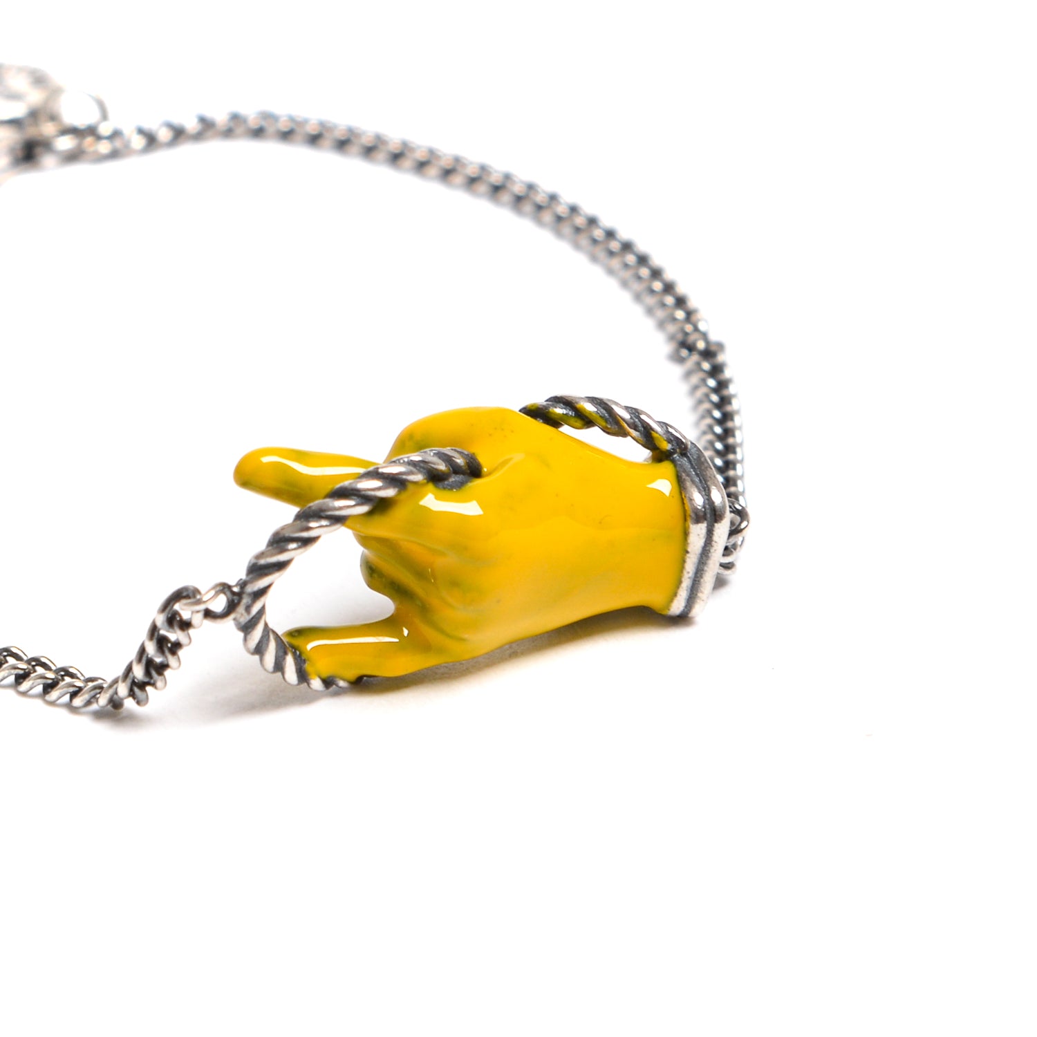 D'AMICO Bracciale Catenina con "Horn" Laccato Giallo Nuova