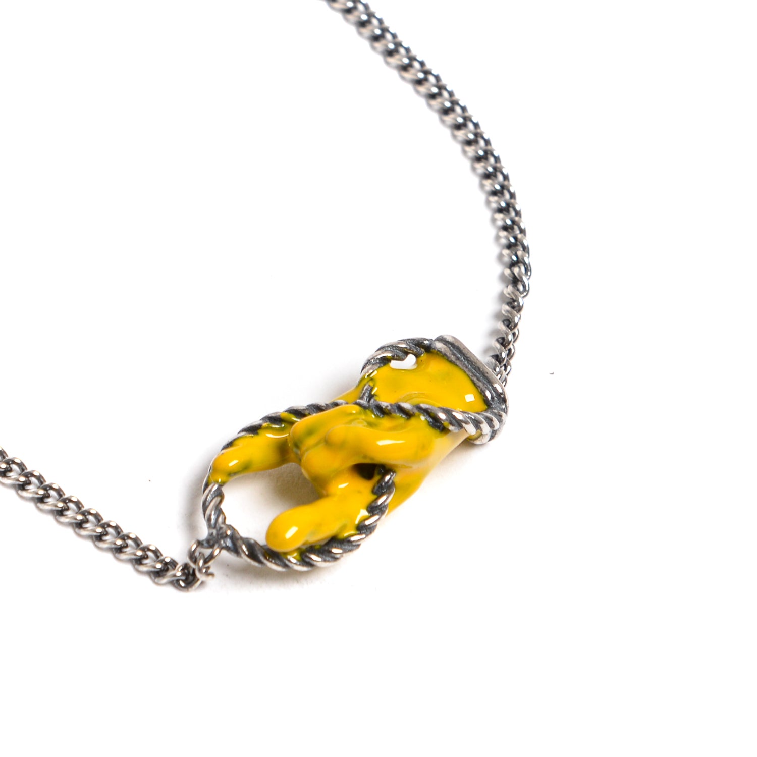 D'AMICO Bracciale Catenina con "Horn" Laccato Giallo Nuova