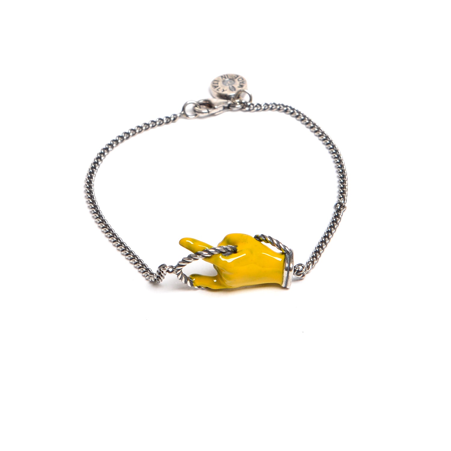 D'AMICO Bracciale Catenina con "Horn" Laccato Giallo Nuova