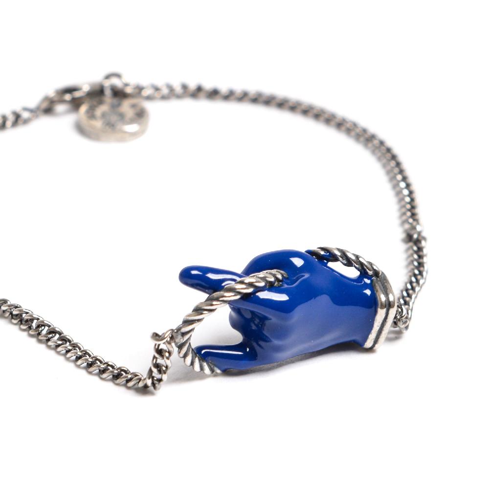 D'AMICO Bracciale Catenina con "Horn" Laccato Blu Moda