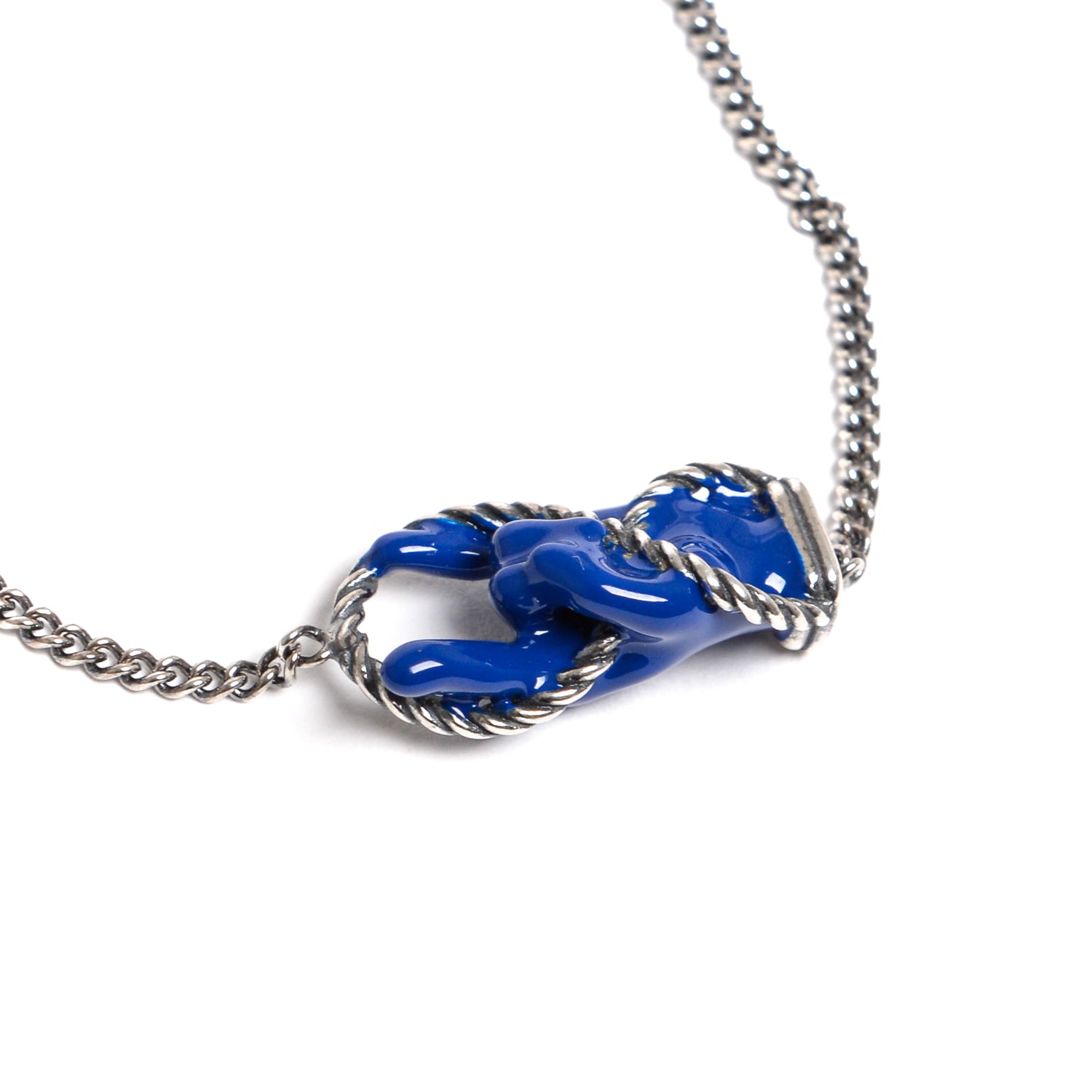 D'AMICO Bracciale Catenina con "Horn" Laccato Blu Moda