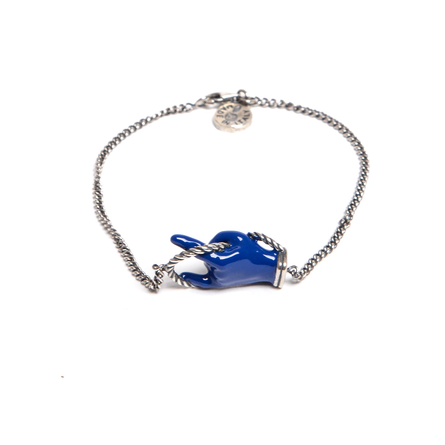 D'AMICO Bracciale Catenina con "Horn" Laccato Blu Moda
