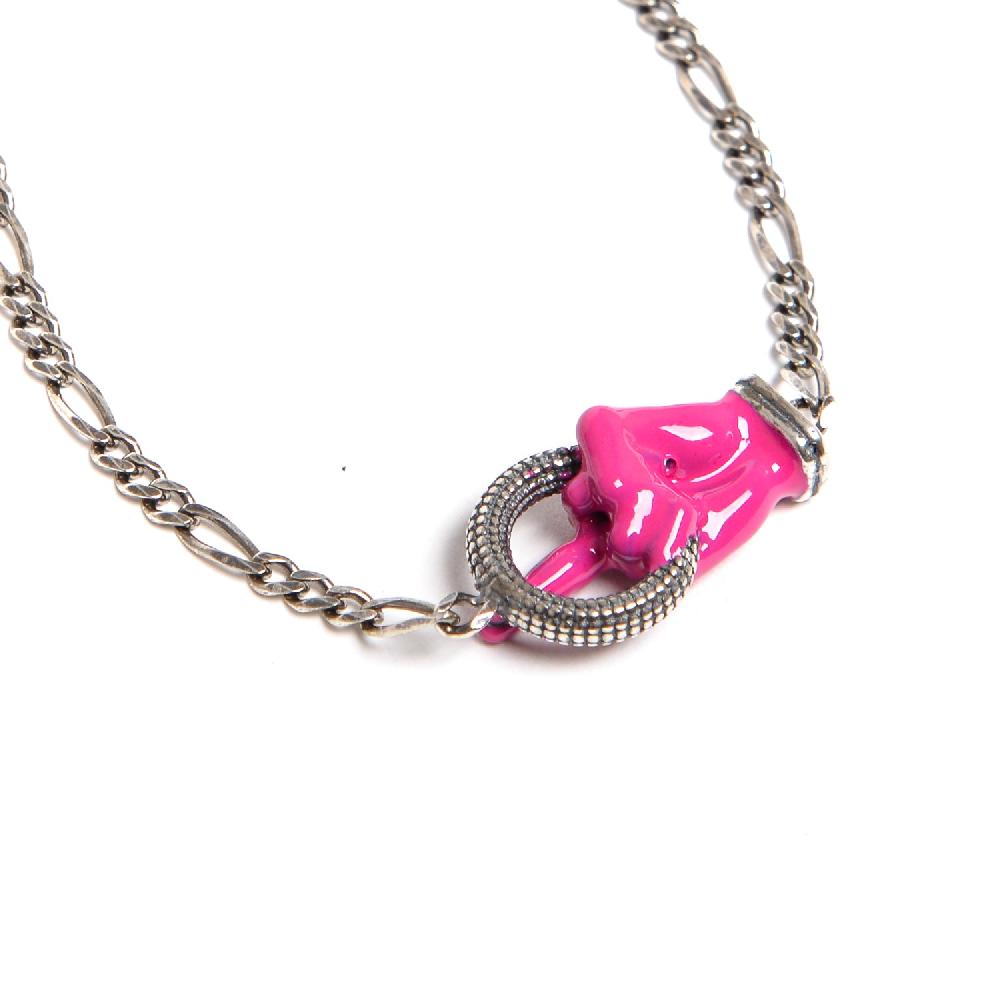D'AMICO Bracciale Catenina con "Fuck" Laccato Fucsia 2025