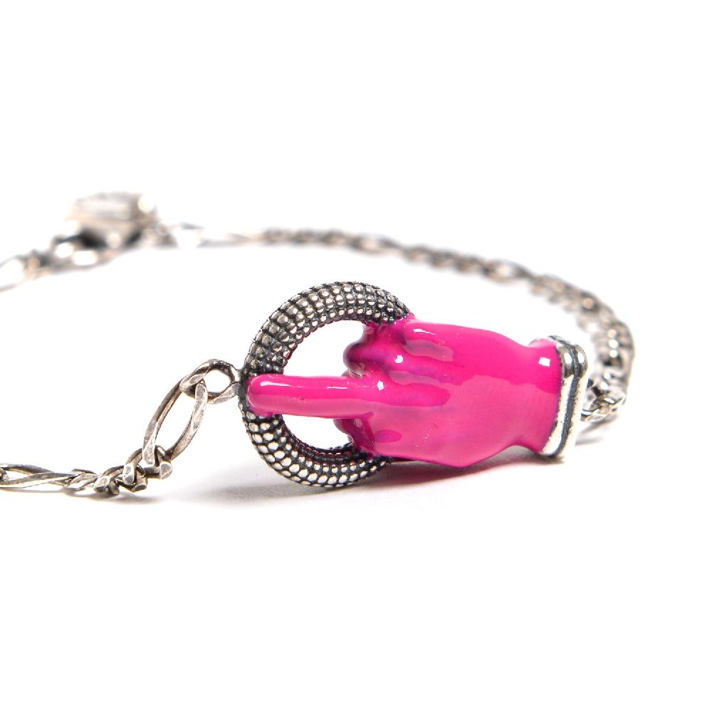 D'AMICO Bracciale Catenina con "Fuck" Laccato Fucsia 2025