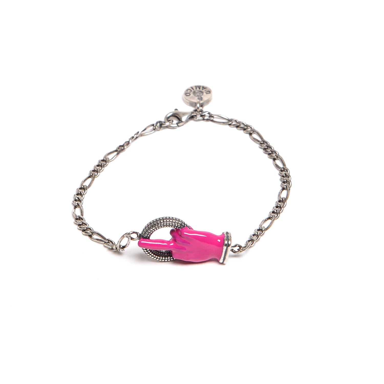 D'AMICO Bracciale Catenina con "Fuck" Laccato Fucsia 2025