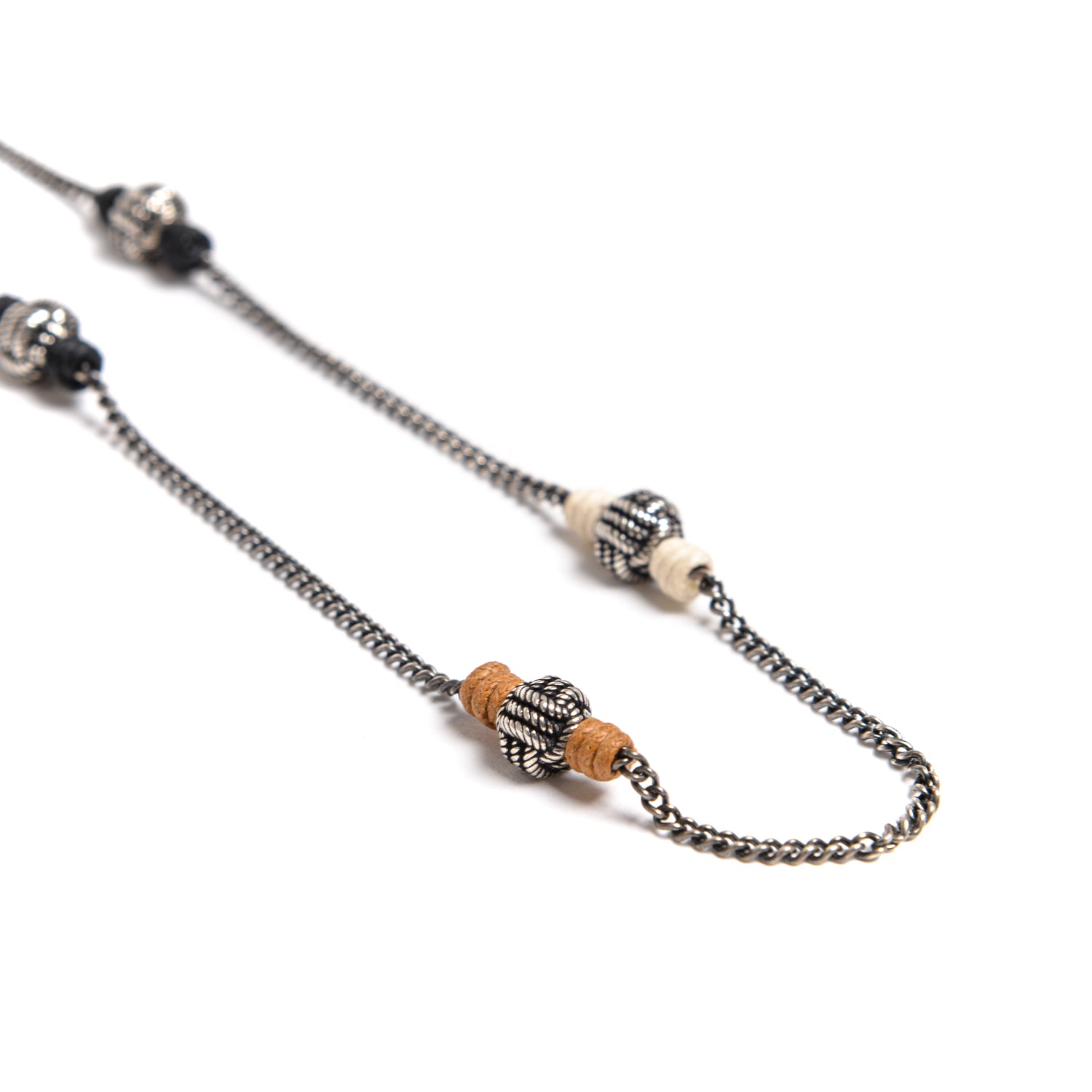 D'AMICO Collana Catena + Palline Nodo Argento + Filo Cerato Negozi Online