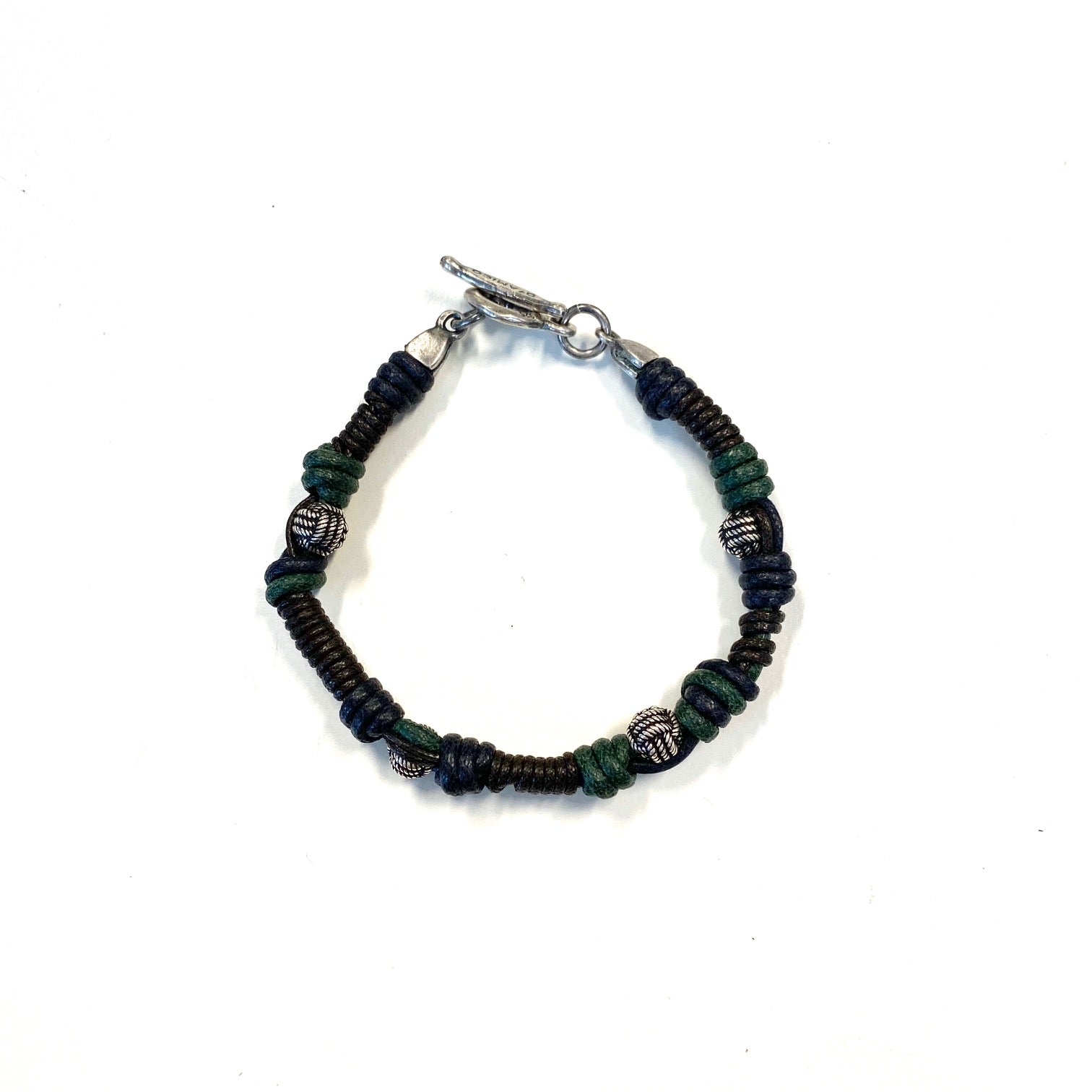 D'AMICO Bracciale Cotone Cerato + Palline Nodi Negozio