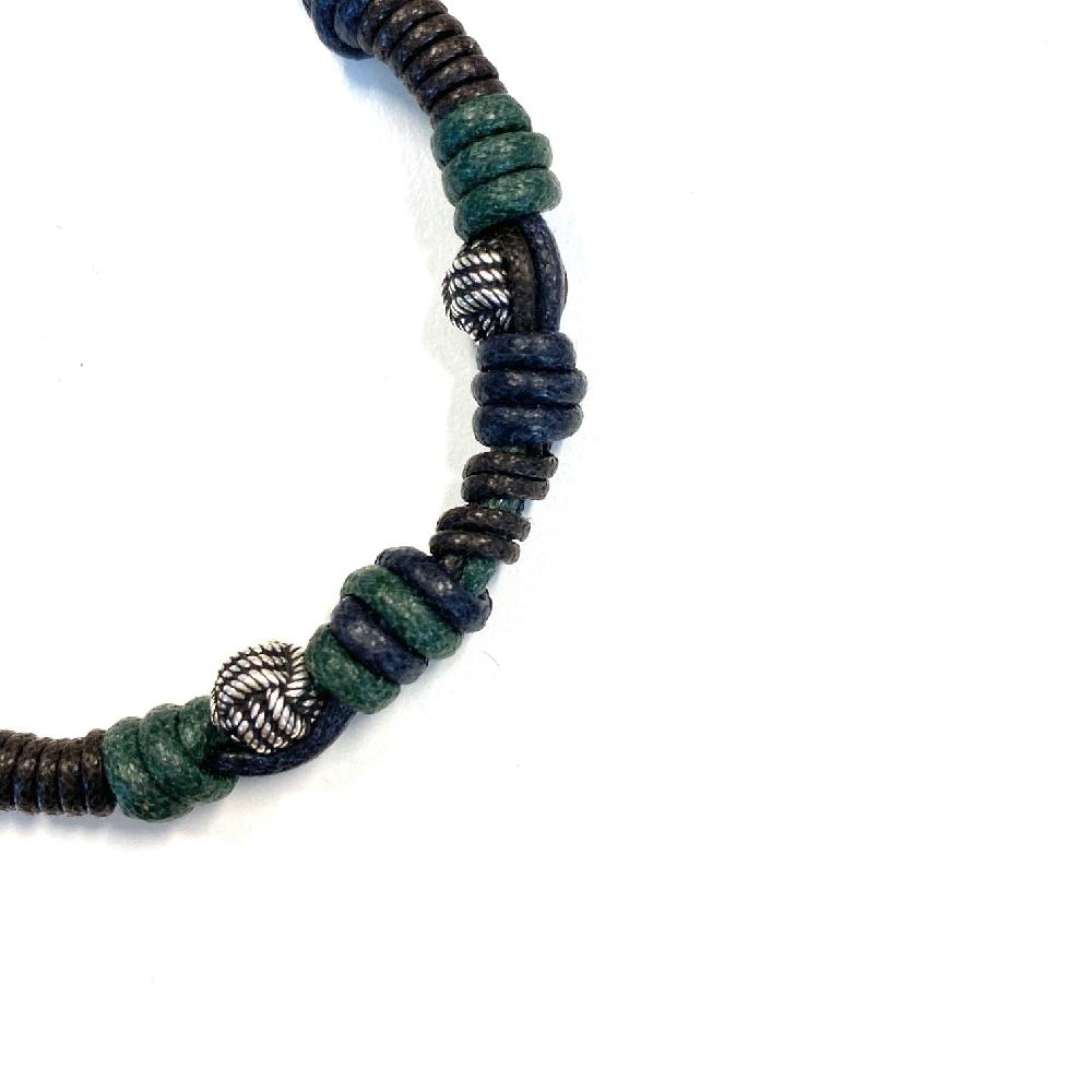 D'AMICO Bracciale Cotone Cerato + Palline Nodi Negozio