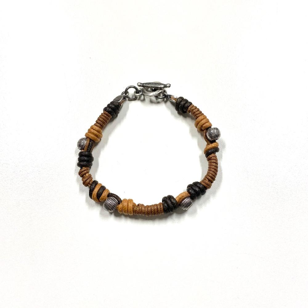 D'AMICO Bracciale Cotone Cerato + Palline Righe In Saldo