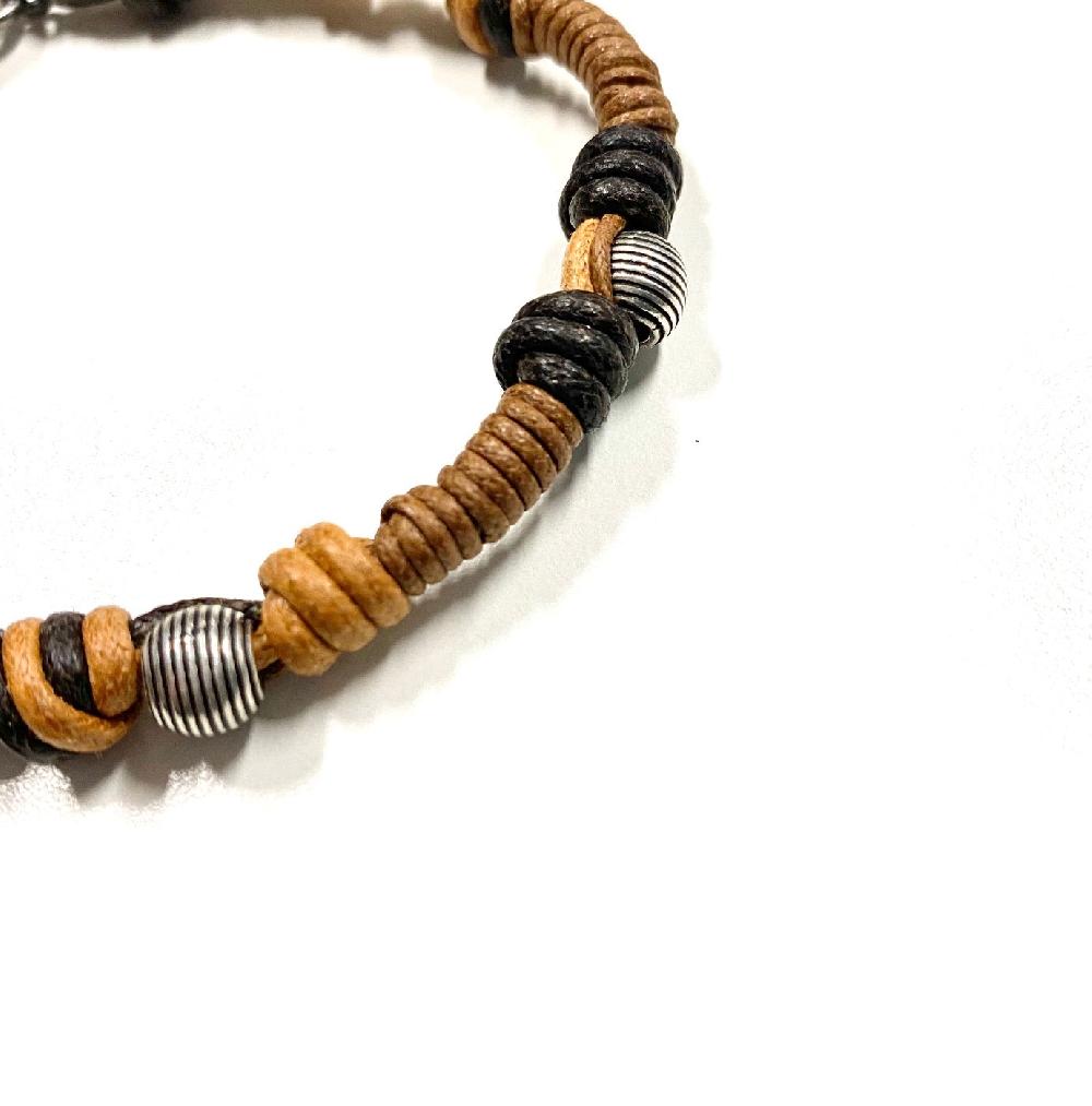 D'AMICO Bracciale Cotone Cerato + Palline Righe In Saldo