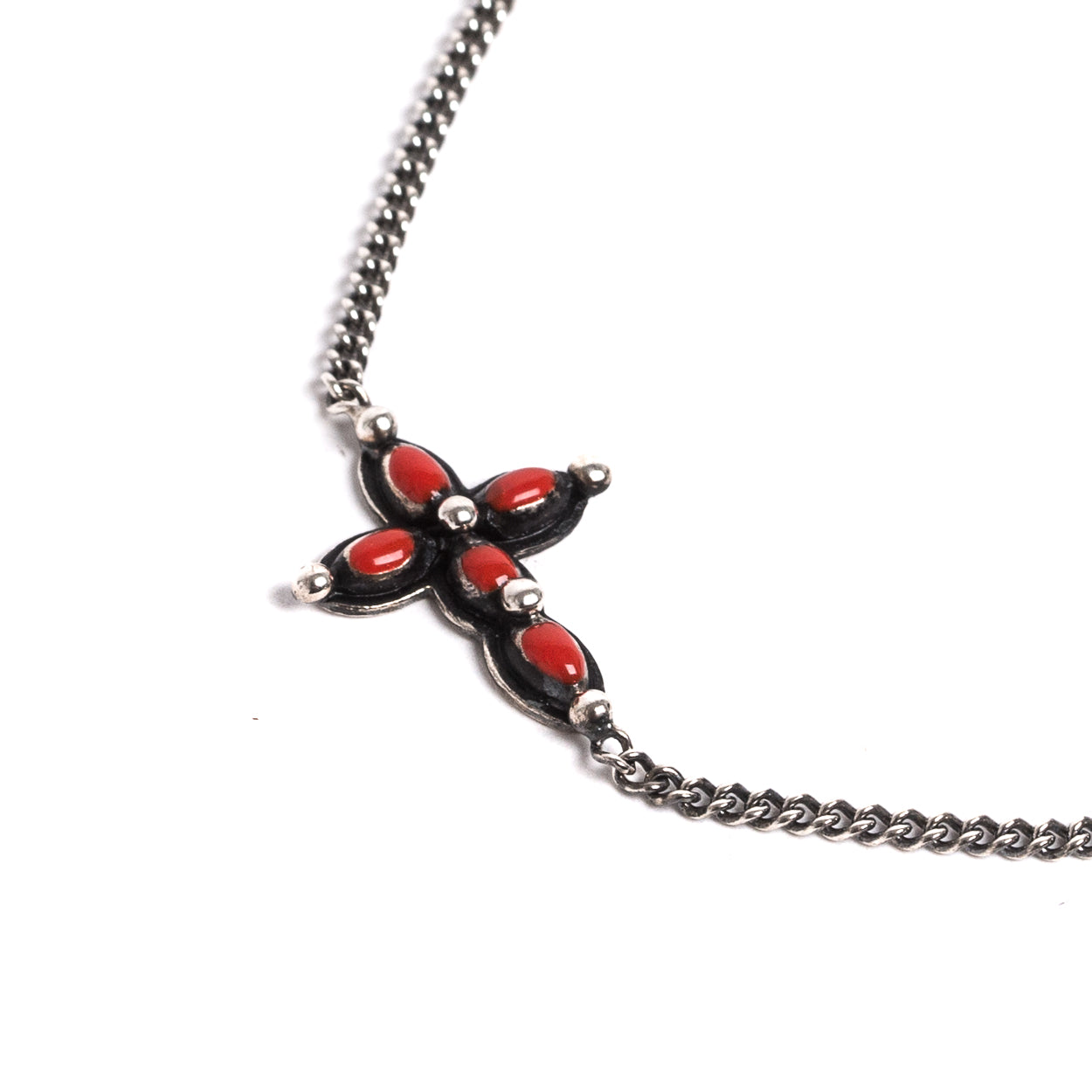D'AMICO Bracciale Catenina + Croce Smaltata Corallo Prezzo Ridotto