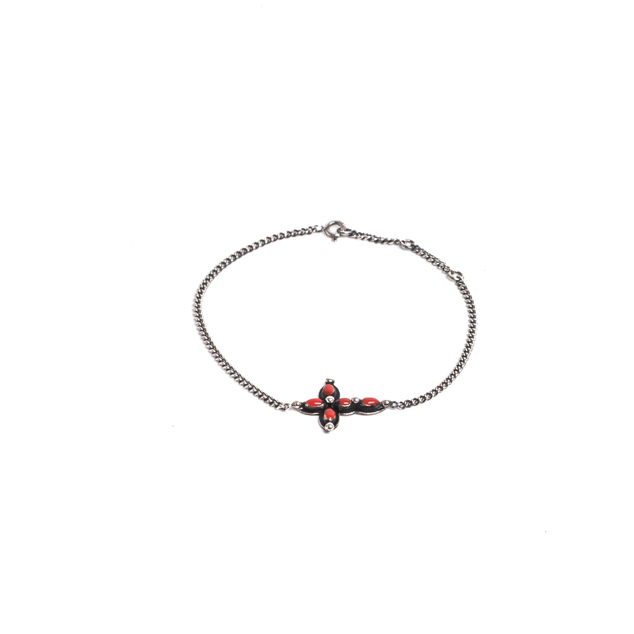 D'AMICO Bracciale Catenina + Croce Smaltata Corallo Prezzo Ridotto