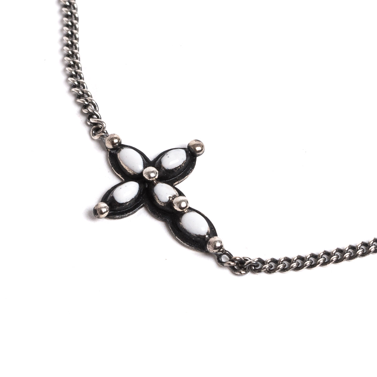 D'AMICO Bracciale Catenina + Croce Smaltata Avorio Sottocosto