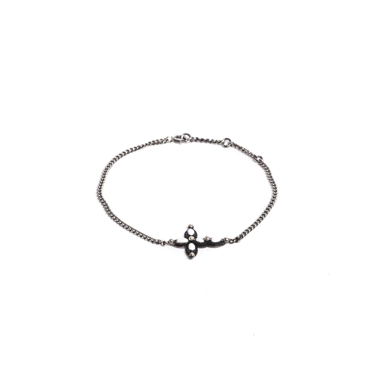 D'AMICO Bracciale Catenina + Croce Smaltata Avorio Sottocosto
