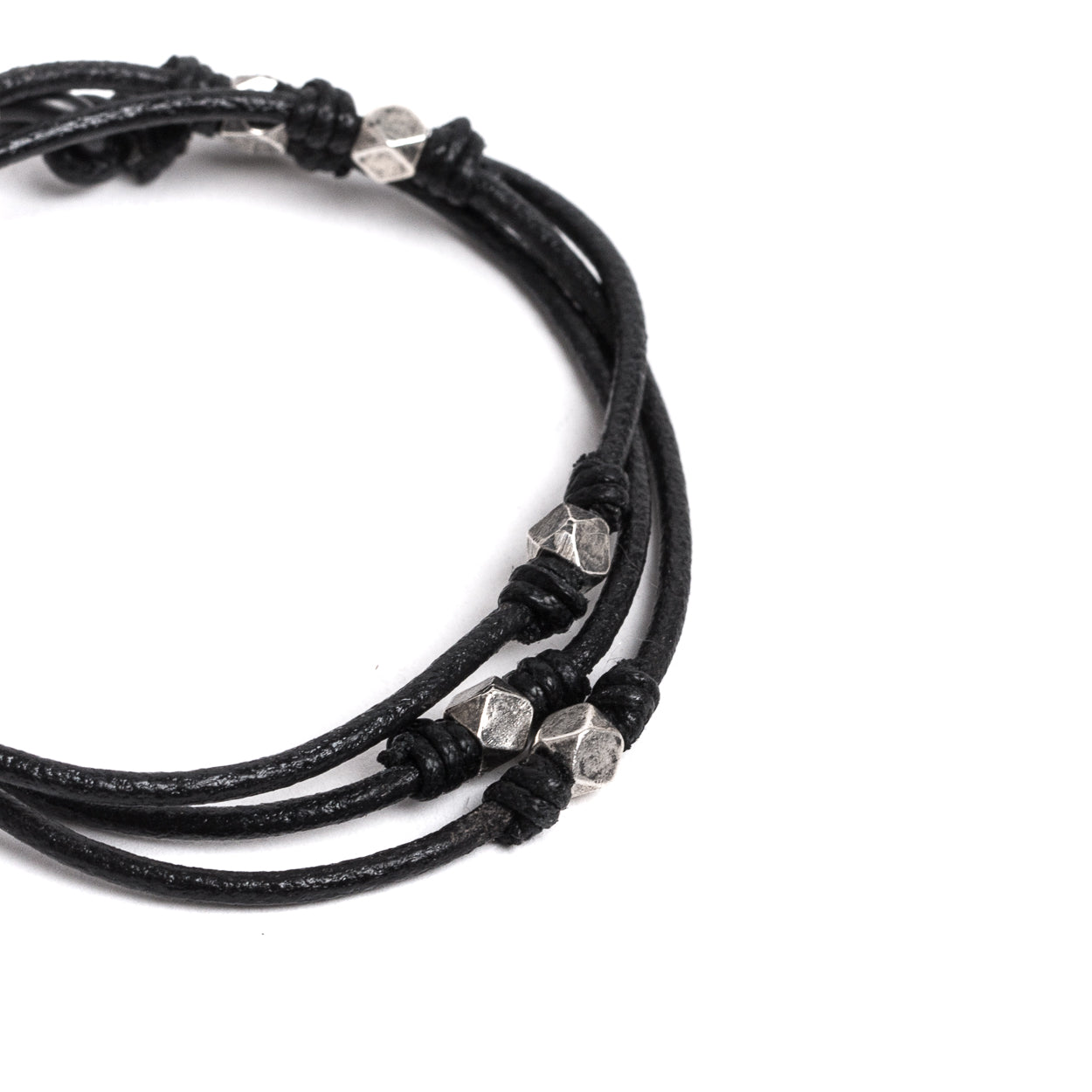 D'AMICO Bracciale Cuoio + Croce Palline e Pepite Presa
