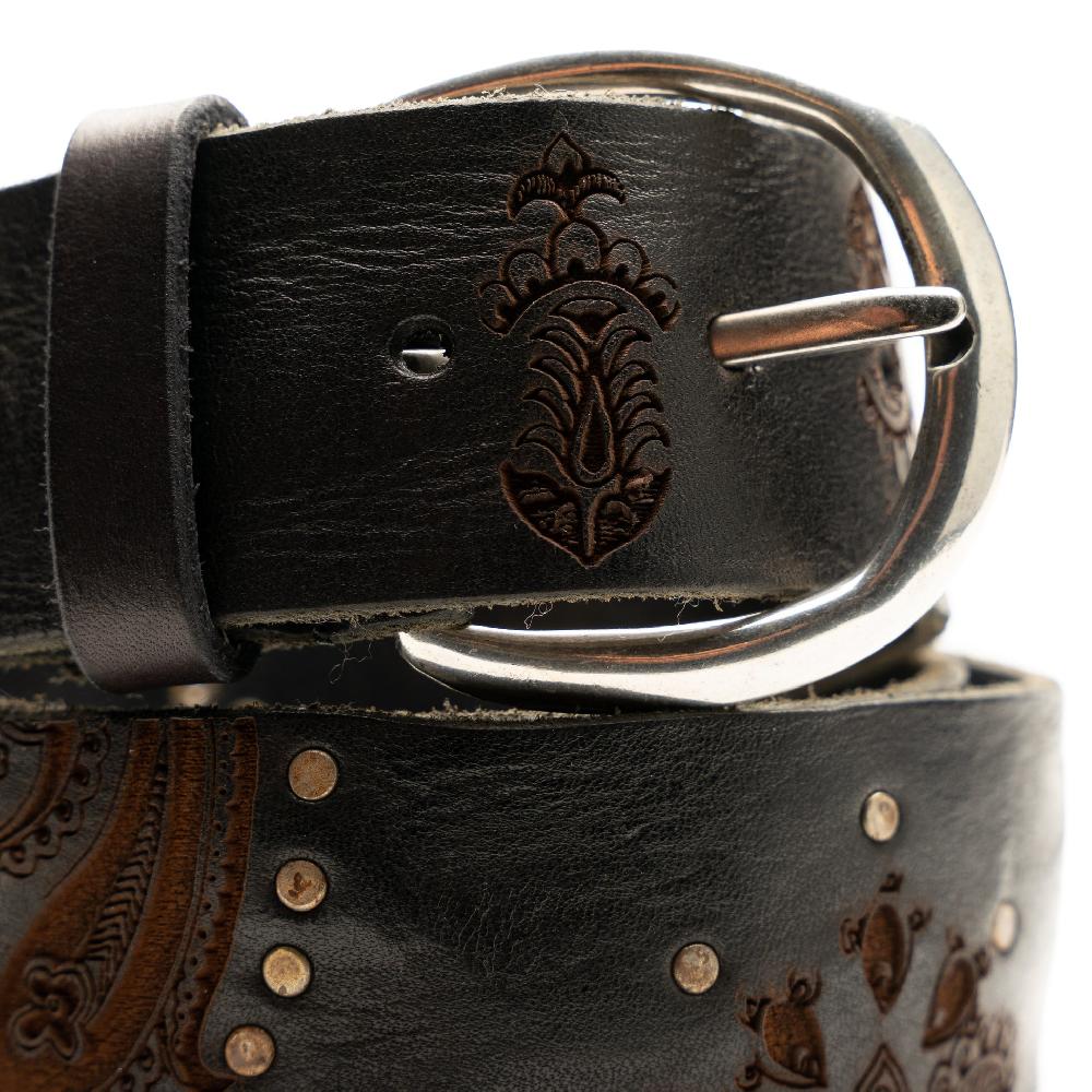 D'AMICO Cintura cuoio vintage Brown Laserato Pasley e Decorazioni Acquista Ora