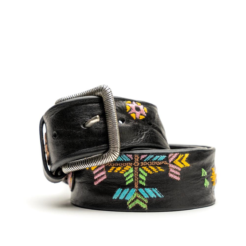 D'AMICO Cintura Cuoio Vintage Nero Ricamo Navajo Candy Consegna Veloce