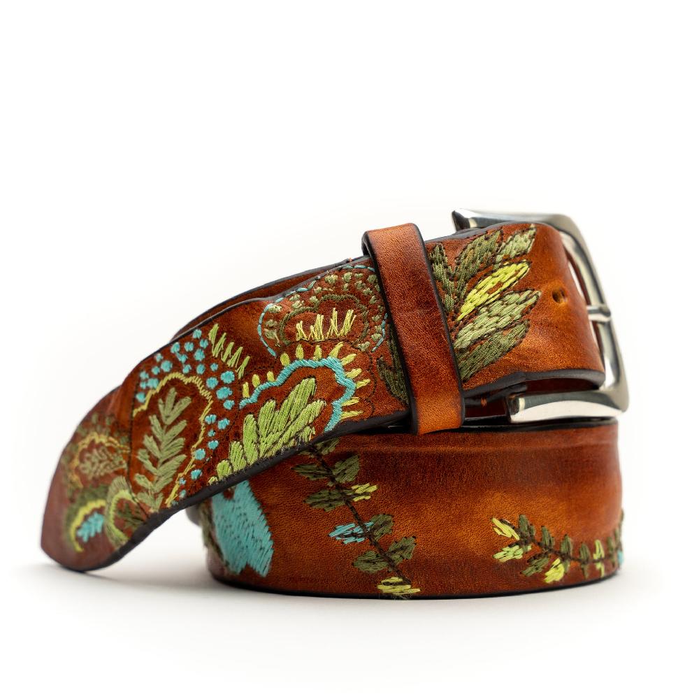D'AMICO Cintura Cuoio Vintage Floral Turchese Fino Al -60%