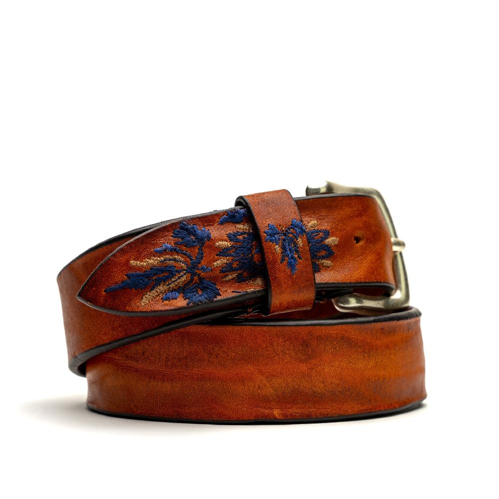 D'AMICO Cintura Cuoio Vintage Floral Blue Shopping Online