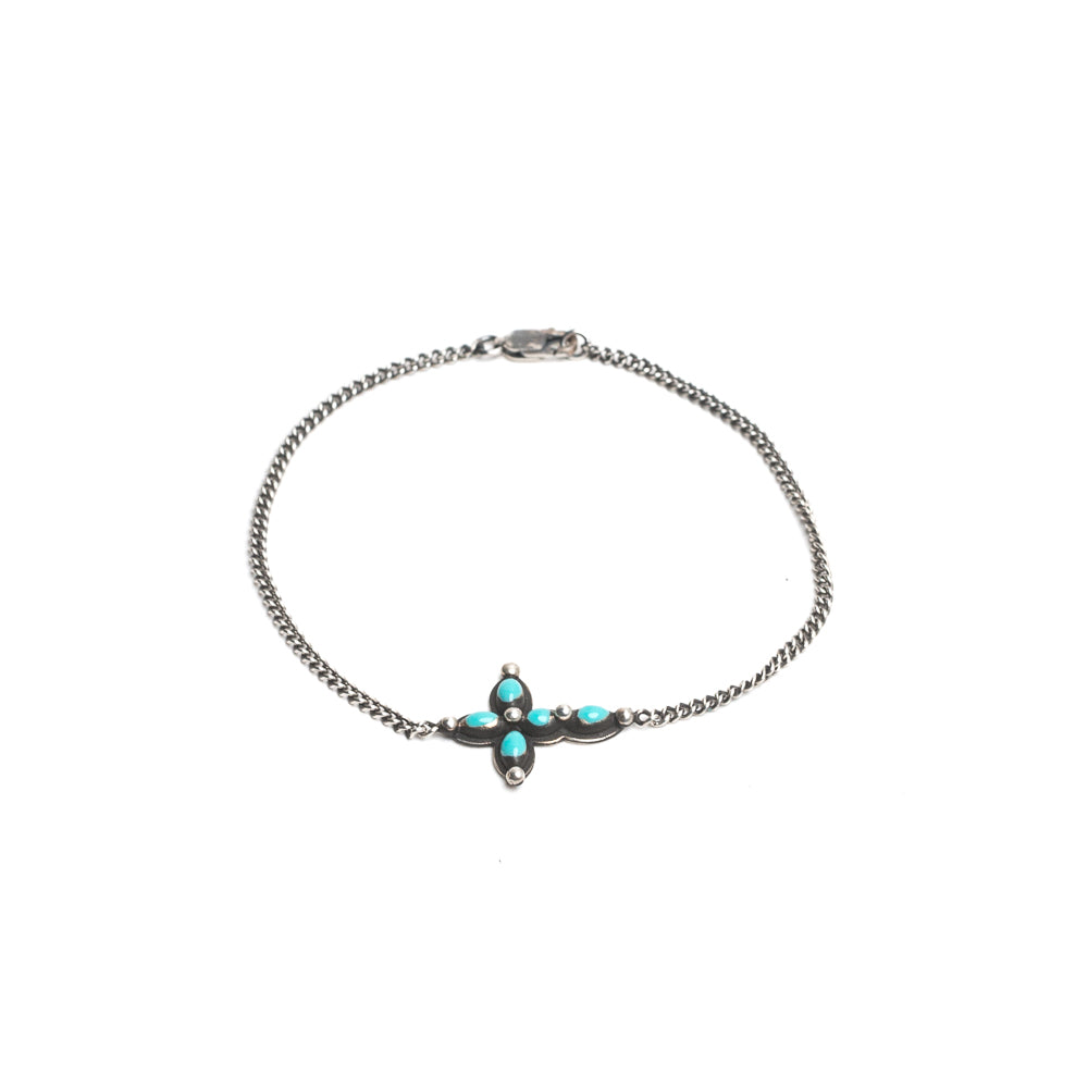 D'AMICO Bracciale Catenina + Croce Smaltata Turchese Affare Del Giorno