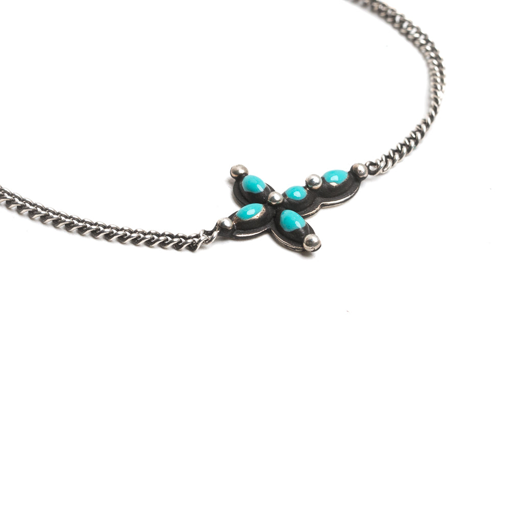 D'AMICO Bracciale Catenina + Croce Smaltata Turchese Affare Del Giorno