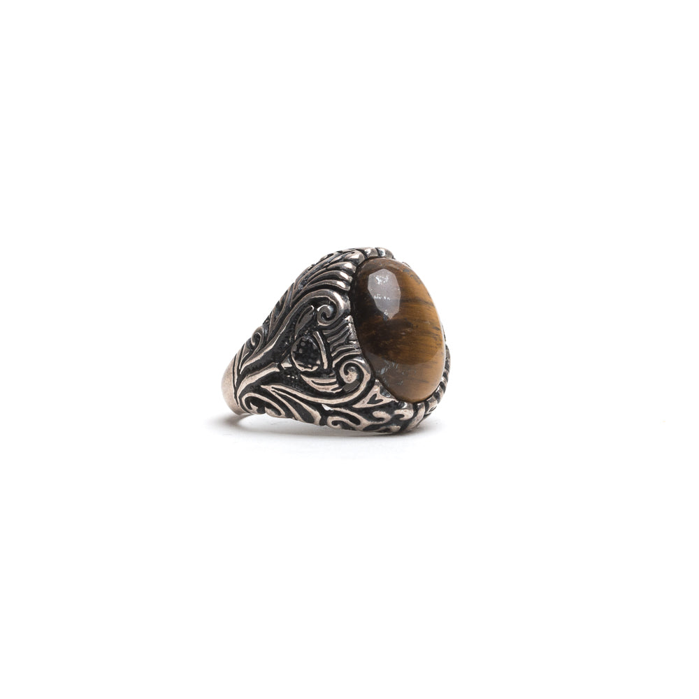 D'AMICO Anello Ovale Floreale + Occhio di Tigre Offerte