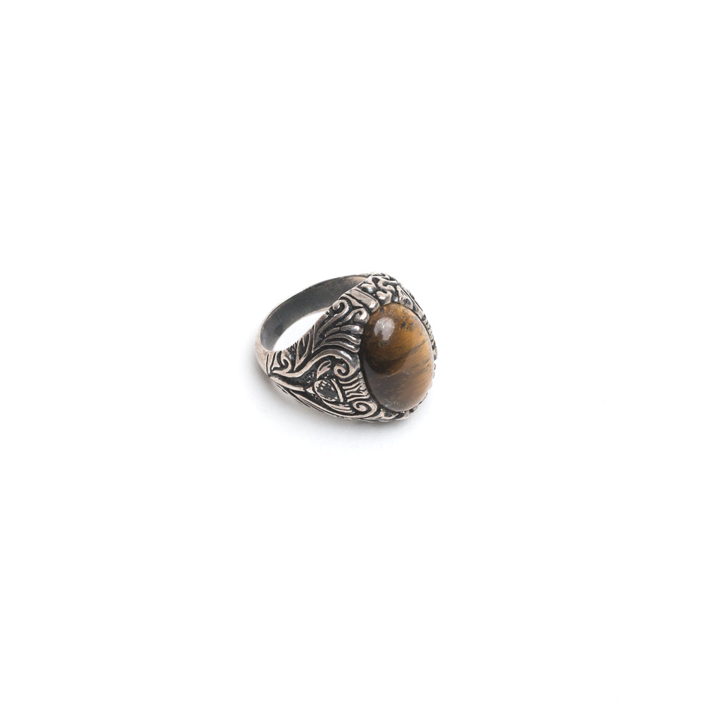 D'AMICO Anello Ovale Floreale + Occhio di Tigre Offerte