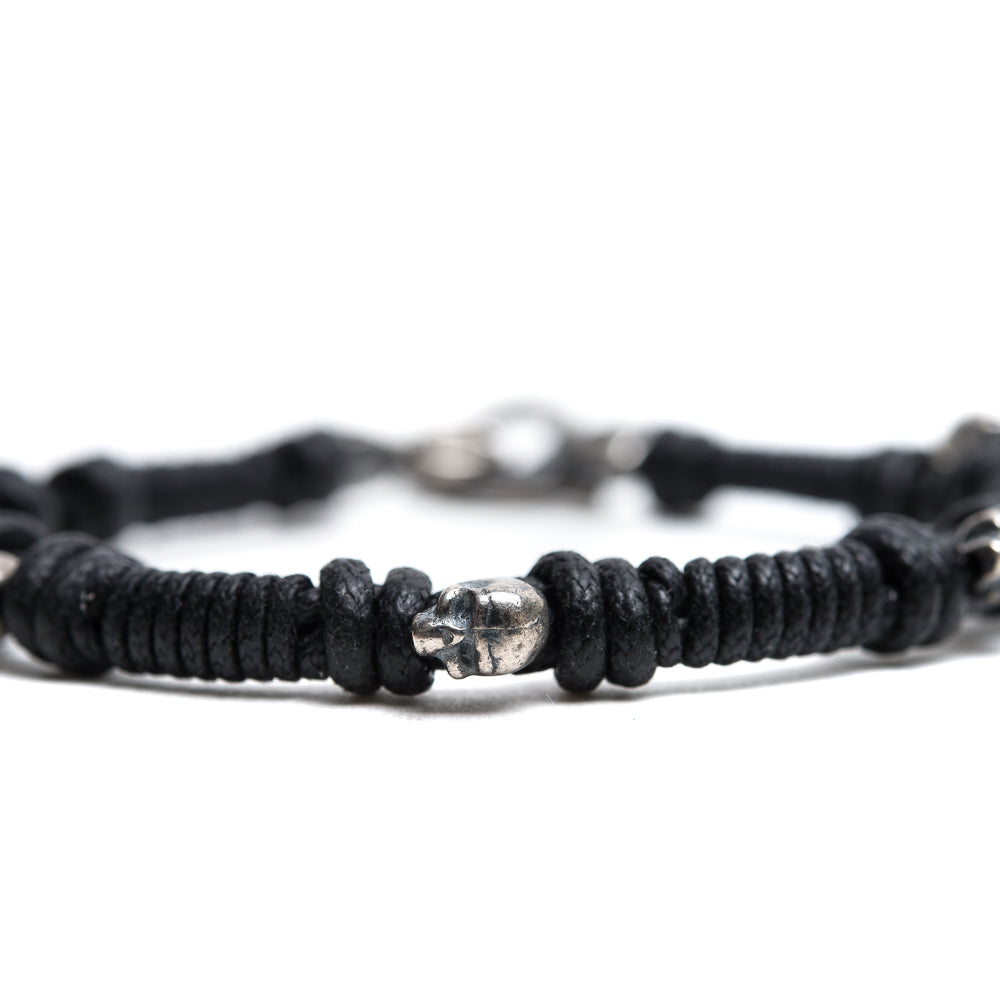 D'AMICO Bracciale Cotone Cerato + Teschietti Argento 925 Negozio