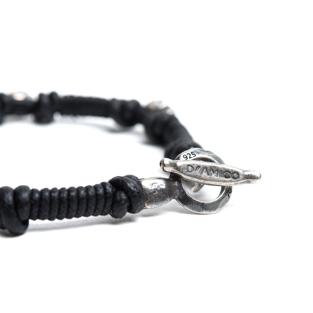 D'AMICO Bracciale Cotone Cerato + Teschietti Argento 925 Negozio