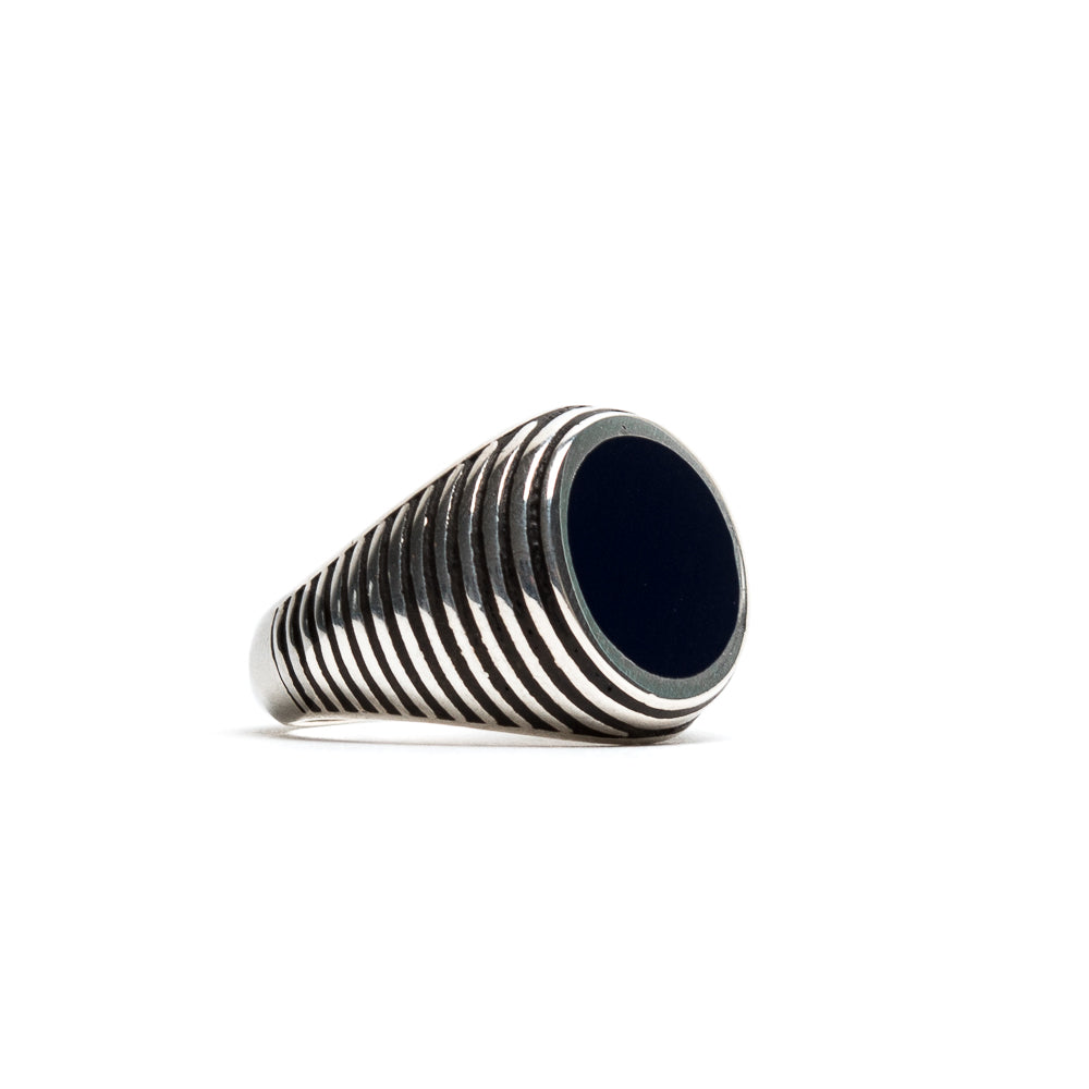 D'AMICO Anello Rigato con Lacca Blu Qualità