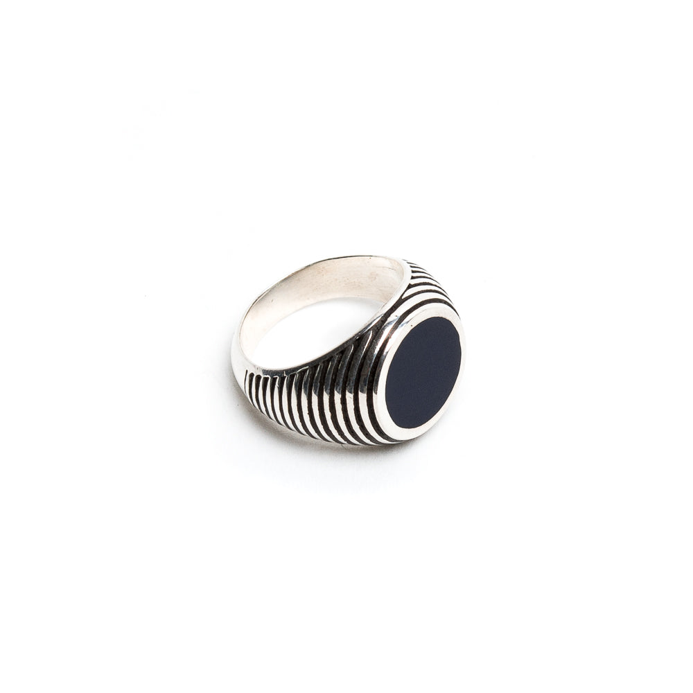 D'AMICO Anello Rigato con Lacca Blu Qualità