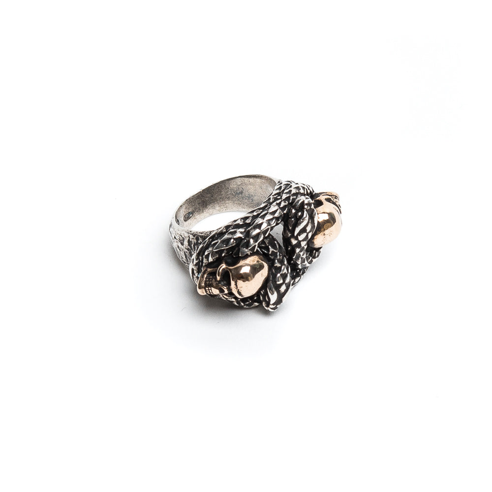 D'AMICO Anello Teschi e Serpenti Intrecciati Qualità Garantita