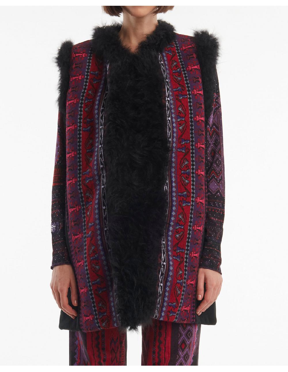 Angelo marani GILET JACQUARD C/PROFILI IN VERO PELO Consegna Veloce