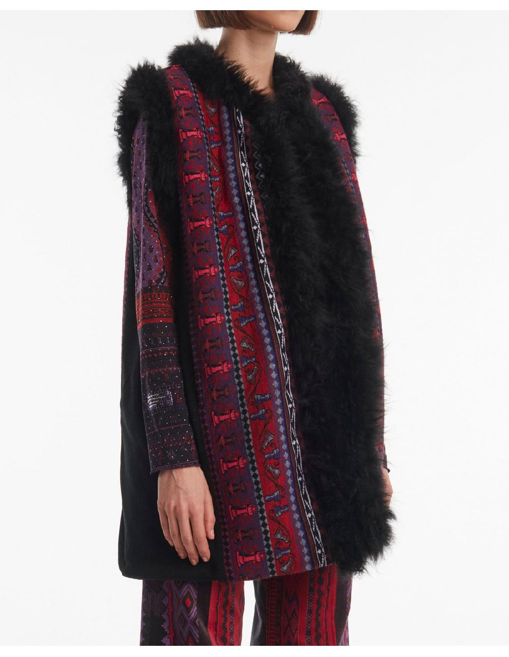 Angelo marani GILET JACQUARD C/PROFILI IN VERO PELO Consegna Veloce